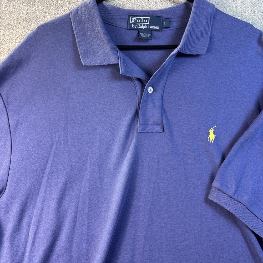 Polo‎ Ralph Lauren Shirt Men's Large Purple Short Sleeve Pony Short Slv Ribbed